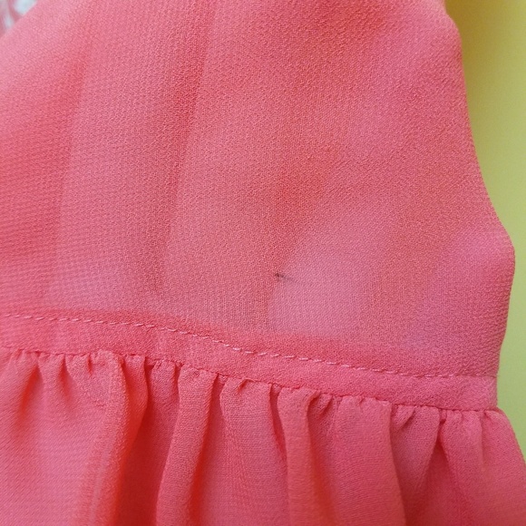 Ciel Usa Coral Ruffle Flowy Lace Boho Tie Blouse - Picture 5 of 5